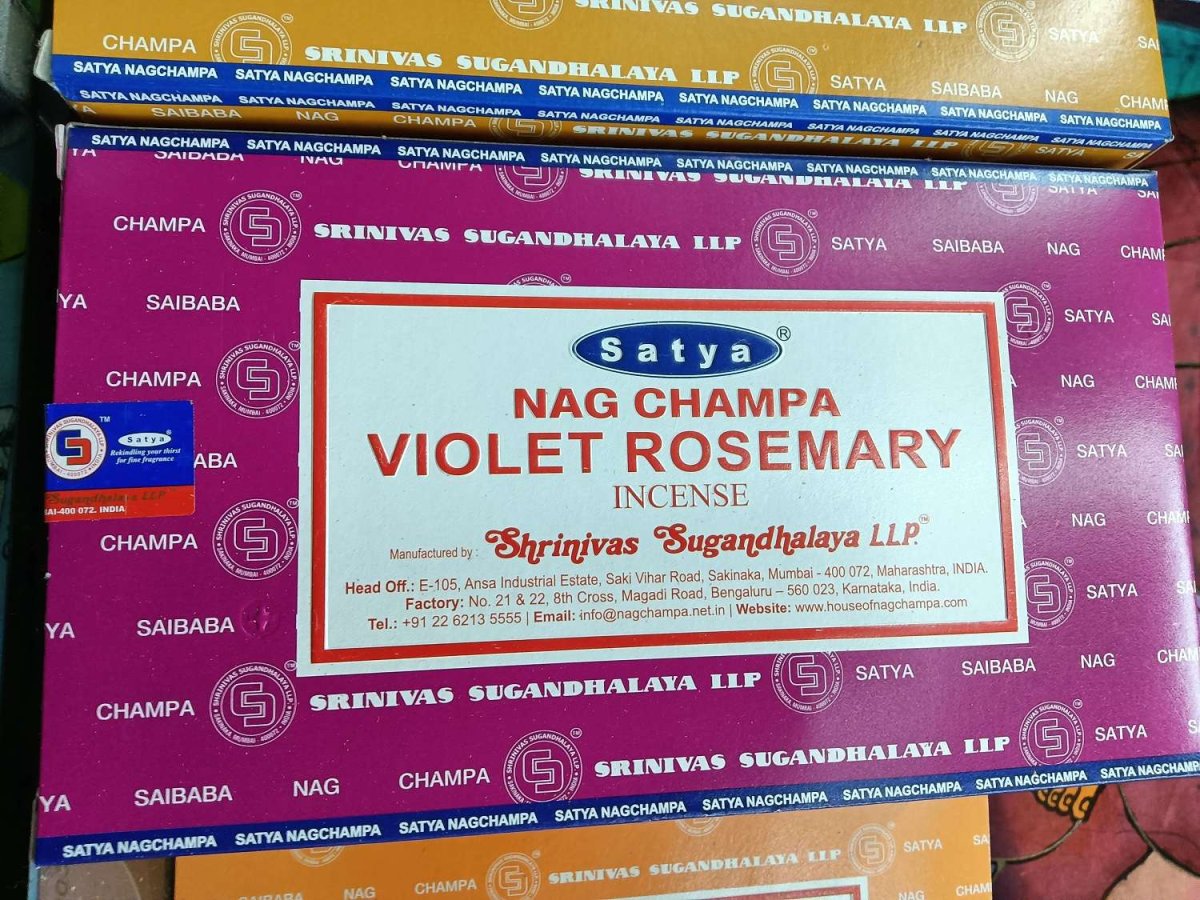 Satya Nag Champa – Violet Rosemary 12 x 15g